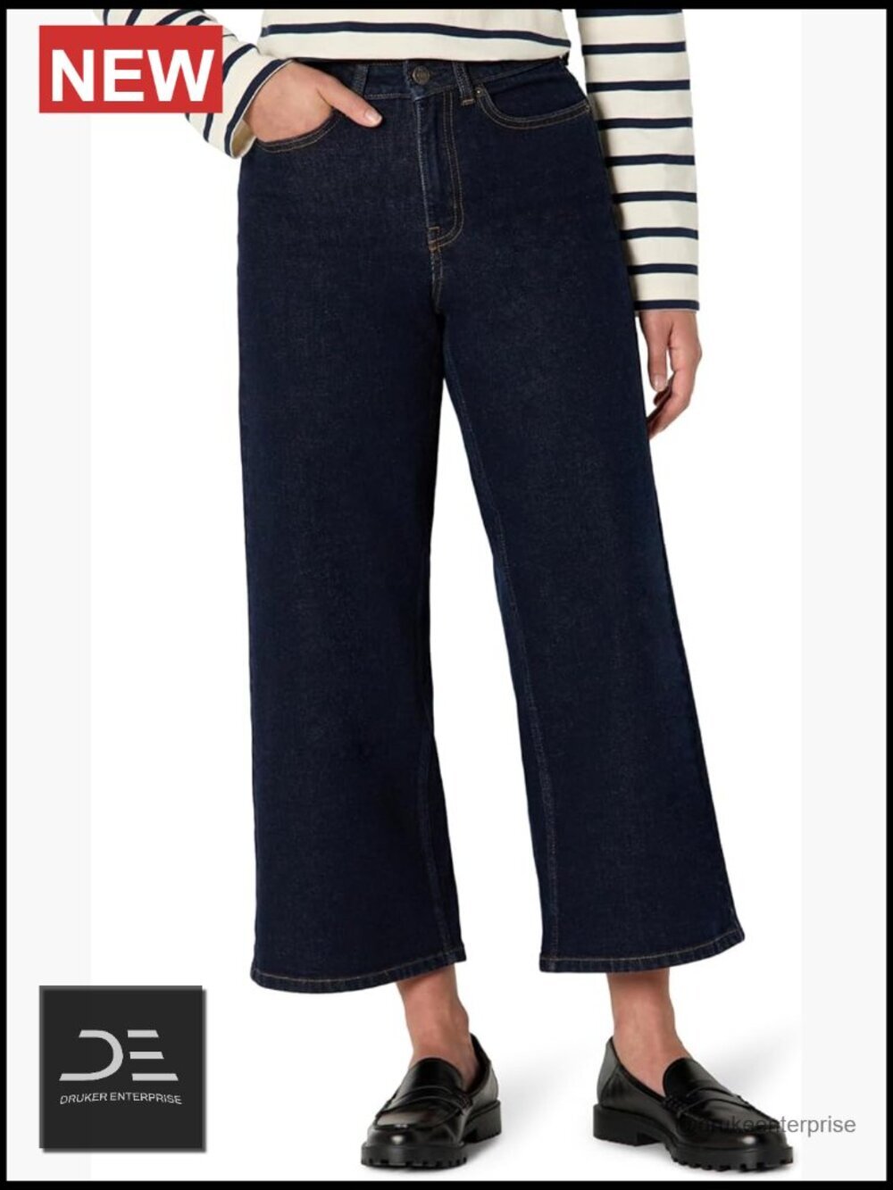 Women's High-Rise Wide Leg Crop Jeans - Low Stretch Denim